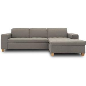 DOMO Collection hoekbank | sofa met slaapfunctie in L-vorm 266x162x80 cm lichtgrijs