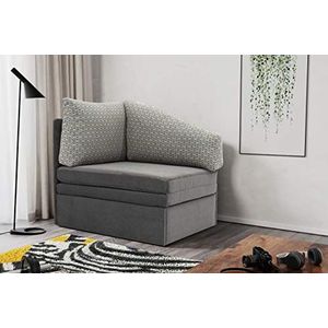Domo Collection Delta Sofa, slaapbank, logeerbed, tiny couch, hoekstoel, antraciet, 116 x 81 x 83 cm