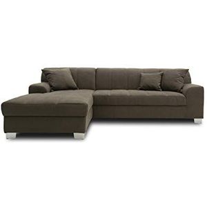 DOMO Collection Capri Hoekbank in L-vorm met slaapfunctie, gestoffeerde hoek slaapbank, kaki, 239 x 152 x 75 cm