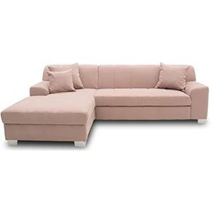 DOMO collectie Capri Hoekbank in L-vorm, gestoffeerde hoek sofa set, roze, 239x152x75 cm