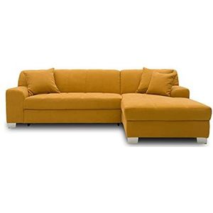 DOMO collectie Capri Hoekbank in L-vorm, gestoffeerde hoek sofa set, mango geel, 239x152x75 cm