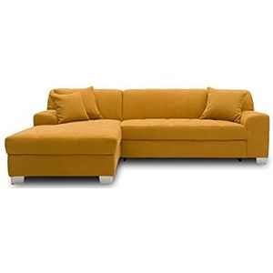 Domo. Collection Capri hoekbank hoekbank in L-vorm, gestoffeerde hoekbank sofa garnituur, mango geel, 239x152x75 cm