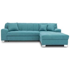 DOMO collection Capri hoekbank | hoekbank in L-vorm, gestoffeerde hoekbank sofa garnituur, turquoise, 239x152x75 cm