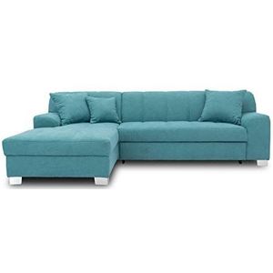 DOMO. Collection Capri Hoekbank | Hoekbank in L-vorm, gestoffeerde hoek, sofa-set, turquoise, 239 x 152 x 75 cm