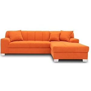 DOMO. Collection Capri Hoekbank | Hoekbank in L-vorm, gestoffeerde hoek, sofa, oranje, 239 x 152 x 75 cm