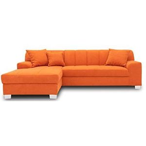 DOMO collectie Capri Hoekbank in L-vorm, gestoffeerde hoek sofa set, oranje, 239x152x75 cm