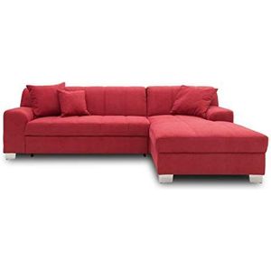 DOMO. Collection Capri Hoekbank | Hoekbank in L-vorm, gestoffeerde hoek Sofa Set, bordeaux rood, 239x152x75 cm