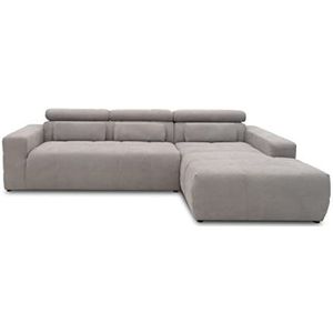DOMO collection Brandon Hoekbank, sofa met rugfunctie in L-vorm, gestoffeerde hoek, hoekset, grijs, 288 x 228 x 80 cm