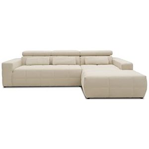 DOMO collection Brandon Hoekbank, sofa met rugfunctie in L-vorm, gestoffeerde hoek, hoekset, beige, 288 x 228 x 80 cm