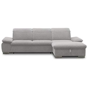 DOMO. collection Maven Hoekbank, sofa met rugfunctie, gestoffeerde hoek met binnenvering en ontspanningsfunctie, lichtgrijs, 286 x 184 x 77