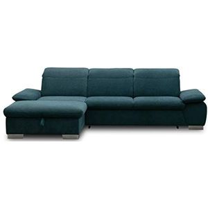 DOMO. collection Maven Hoekbank, sofa met rugfunctie, gestoffeerde hoek met binnenvering en relaxfunctie, turquoise, 286 x 184 x 77