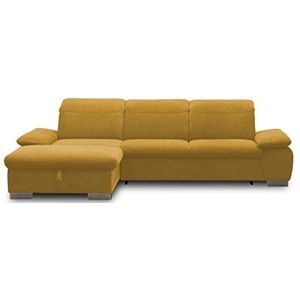 DOMO. collection Maven Hoekbank, sofa met rugfunctie, gestoffeerde hoek met binnenvering en ontspanningsfunctie, geel, 286x184x77