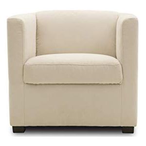 DOMO. collection Bob, retro stoel met armleuningen en binnenvering, kleine gestoffeerde stoel, cocktail, loungestoel in microvezel, beige, 73x75x69 cm