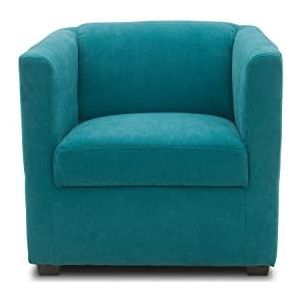 DOMO. collection Fauteuil Bob FK, kleine retro stoel met armleuningen en binnenvering, gestoffeerde stoel, cocktailstoel, loungestoel, 73 x 75 x 69 cm (b x d x h), geweven stof in turquoise