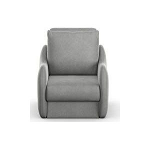 DOMO. Collection Fauteuil Echo, enkele stoel met kruk, loungestoel, functionele stoel, 84x107x96 cm, gestoffeerde stoel in grijs