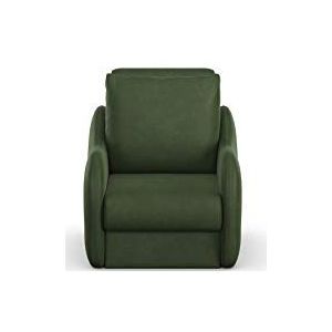 DOMO. Collection Fauteuil Echo, enkele stoel met kruk, loungestoel, functionele stoel, 84x107x96 cm, gestoffeerde stoel in groen