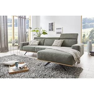 DOMO. Collection Hoekbank Lucera, functionele sofa in L-vorm, hoekbank, 259x169 cm, gestoffeerde hoek met houten frame in donkergroen