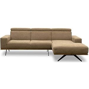 DOMO. Collection Hoekbank Lucera, functionele sofa in L-vorm, hoekbank, 259x169 cm, gestoffeerde hoek met houten frame in bruin (koffie)