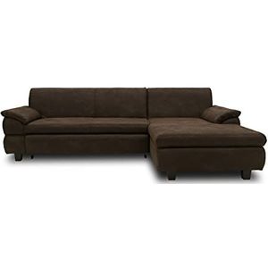 DOMO. collection Bounty Hoekbank, L-vormige hoekbank met slaapfunctie, gestoffeerde hoek, garnituur, sofa, bruin, 266x172x82