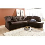 DOMO collection Ecksofa Papenburg, zeitlose Rückensteppung, elegante Armlehne, L-Form, mit Ottomane, wahlweise mit Bettfunktion