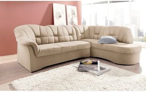 DOMO collection Ecksofa »Papenburg, zeitlose Rückensteppung, elegante Armlehne, L-Form«, mit Ottomane, wahlweise mit Bettfunktion