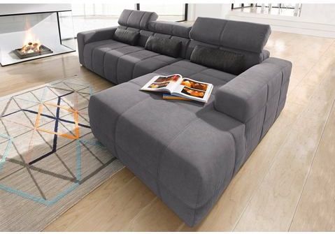 DOMO collection Ecksofa »Brandon Sitzbelastung 140 kg, große Ausführung, B/T/H: 289/177/80 cm«, mit Kopfteilverstellung, wahlweise Sitztiefenverstellung, L-Form