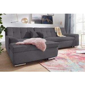 DOMO collection Ecksofa "Aversa, moderne Steppung im Sitz und Rücken, geschwungene Armlehnen,", L-Form, wahlweise mit Bettfunktion