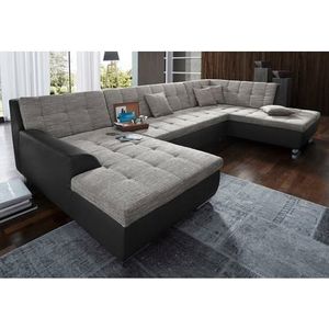 DOMO collection Zithoek Treviso inclusief sierkussen, moderne stiksels, XXL: B/D/H: 364/201/83 cm naar keuze met slaapfunctie, in vele soorten bekleding ook in cord u-model