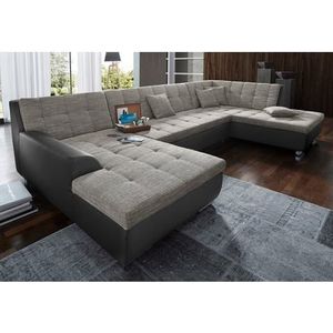 DOMO collection Zithoek Treviso inclusief sierkussen, moderne stiksels, XXL: B/D/H: 364/201/83 cm naar keuze met slaapfunctie, in vele soorten bekleding ook in cord u-model
