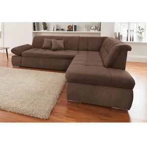 DOMO collection Ecksofa »NMoric incl. Zierkissen B/T/H: 273/216/80 cm L-Form«, Ottomanen-Abschluss, wahlweise mit Bettfunktion und Armlehnverstellung