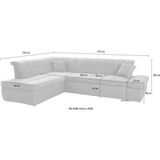 DOMO collection Ecksofa »NMoric incl. Zierkissen B/T/H: 273/216/80 cm L-Form«, Ottomanen-Abschluss, wahlweise mit Bettfunktion und Armlehnverstellung
