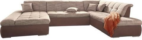 DOMO collection Wohnlandschaft "PB Moric wahlweise mit Bettfunktion und Armteilverstellung U-Form", XXL-Format B/T/H: 353/216/80 cm, feine Steppung, incl. Zierkissen