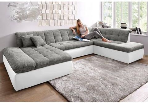 DOMO collection Wohnlandschaft "Moric U-Form auch in Cord", im XXL-Format, wahlweise mit Bettfunktion und Armlehnenverstellung
