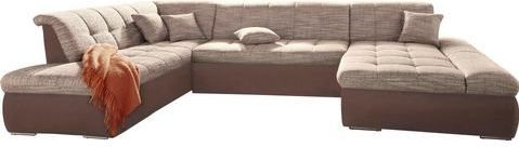 DOMO collection Wohnlandschaft "PB Moric wahlweise mit Bettfunktion und Armteilverstellung U-Form", XXL-Format B/T/H: 353/216/80 cm, feine Steppung, incl. Zierkissen