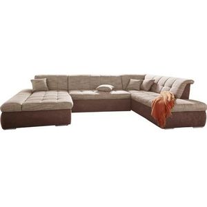 DOMO collection Wohnlandschaft »PB Moric wahlweise mit Bettfunktion und Armteilverstellung U-Form«, XXL-Format B/T/H: 353/216/80 cm, feine Steppung, incl. Zierkissen