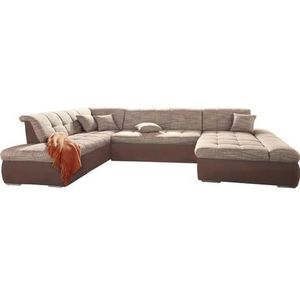 DOMO collection Wohnlandschaft »PB Moric wahlweise mit Bettfunktion und Armteilverstellung U-Form«, XXL-Format B/T/H: 353/216/80 cm, feine Steppung, incl. Zierkissen
