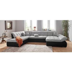 DOMO collection Wohnlandschaft "PB Moric wahlweise mit Bettfunktion und Armteilverstellung U-Form", XXL-Format B/T/H: 353/216/80 cm, feine Steppung, incl. Zierkissen