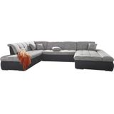 DOMO collection Wohnlandschaft "PB Moric wahlweise mit Bettfunktion und Armteilverstellung U-Form", XXL-Format B/T/H: 353/216/80 cm, feine Steppung, incl. Zierkissen