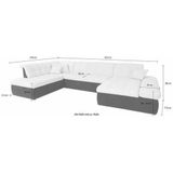 DOMO collection Wohnlandschaft "PB Moric wahlweise mit Bettfunktion und Armteilverstellung U-Form", XXL-Format B/T/H: 353/216/80 cm, feine Steppung, incl. Zierkissen