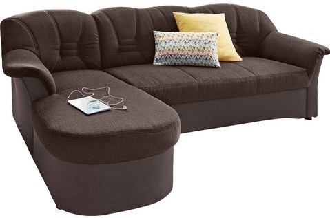 DOMO collection Ecksofa "Elva, zeitlose Formensprache, elegante Rückensteppung, L-Form", wahlweise mit Bettfunktion und Federkern