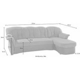 DOMO collection Ecksofa "Elva, zeitlose Formensprache, elegante Rückensteppung, L-Form", wahlweise mit Bettfunktion und Federkern