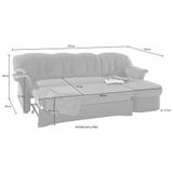 DOMO collection Ecksofa "Elva, zeitlose Formensprache, elegante Rückensteppung, L-Form", wahlweise mit Bettfunktion und Federkern