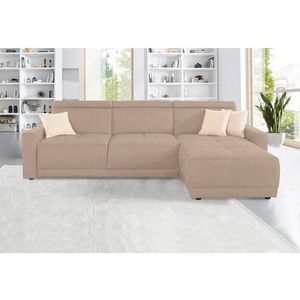 DOMO collection Ecksofa "Ava mit moderner Sitzheftung & toller Doppelnaht, komfortabel, L-Form", mit Recamiere, inkl. Federkern, wahlweise mit Kopfteilverstellungen