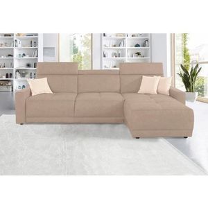 DOMO collection Ecksofa »Ava mit moderner Sitzheftung & toller Doppelnaht, komfortabel, L-Form«, mit Recamiere, inkl. Federkern, wahlweise mit Kopfteilverstellungen