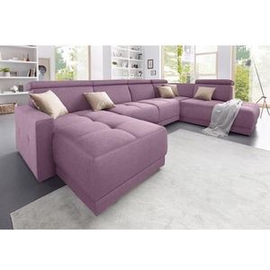 DOMO collection Wohnlandschaft »Ava moderne Sitzheftung mit toller Doppelnaht, komfortabel, U-Form«, mit Federkern, wahlweise mit Kopfteilverstellungen
