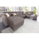 DOMO collection Wohnlandschaft "Ava moderne Sitzheftung mit toller Doppelnaht, komfortabel, U-Form", mit Federkern, wahlweise mit Kopfteilverstellungen