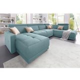DOMO collection Wohnlandschaft "Ava moderne Sitzheftung mit toller Doppelnaht, komfortabel, U-Form", mit Federkern, wahlweise mit Kopfteilverstellungen
