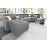 DOMO collection Wohnlandschaft "Ava moderne Sitzheftung mit toller Doppelnaht, komfortabel, U-Form", mit Federkern, wahlweise mit Kopfteilverstellungen