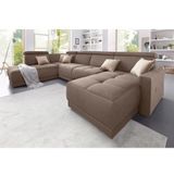 DOMO collection Wohnlandschaft "Ava moderne Sitzheftung mit toller Doppelnaht, komfortabel, U-Form", mit Federkern, wahlweise mit Kopfteilverstellungen