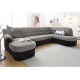 DOMO collection Wohnlandschaft "Sarafina, zeitlos und komfortabel, optional mit Federkern, U-Form", wahlweise mit Bettfunktion